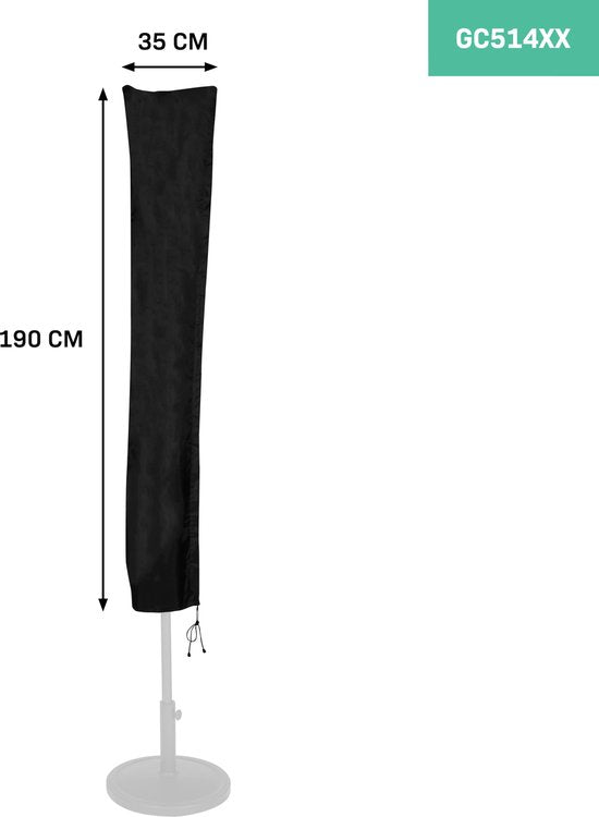 VONROC Parasolhoes – Zwart - Maat Small - 190x30 cm