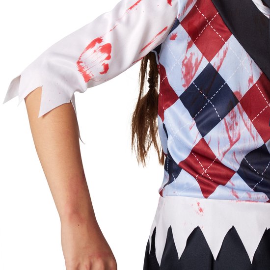 Dressforfun Griezelig schoolmeisje 158 (vanaf 12 jaar) - verkleedkleding kostuum halloween verkleden feestkleding carnavalskleding carnaval feestkledij partykleding - 302209