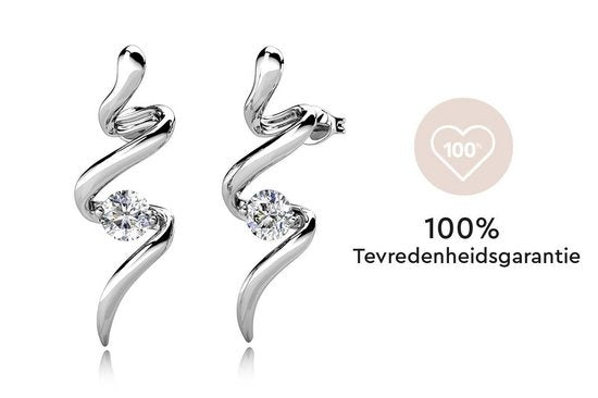 Yolora Dames Oorbellen met Kalpa Camaka Kristallen - Zilver kleurig - 18K Witgoud Verguld - Oorknoppen