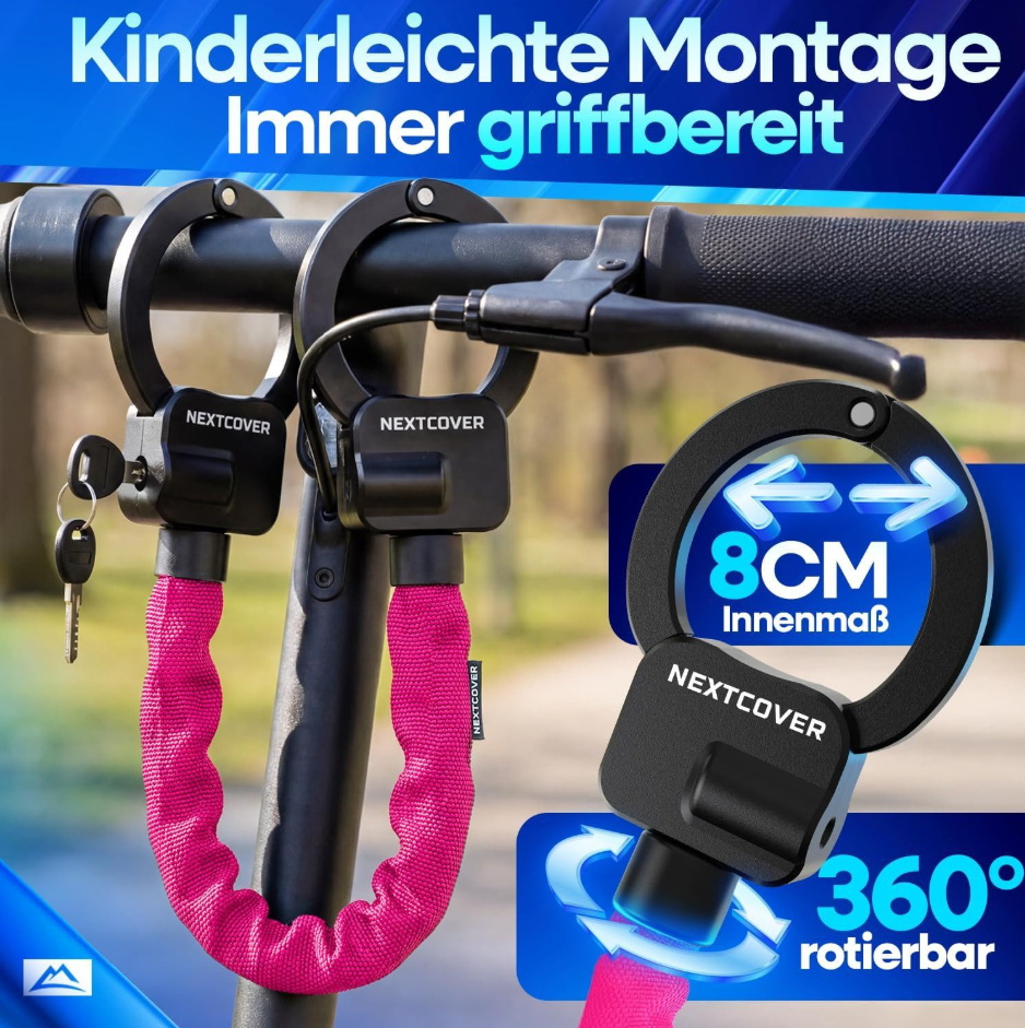 Nextcover E-Scooter Kettenslot 90 cm - Roze - Steel-Secure Technologie