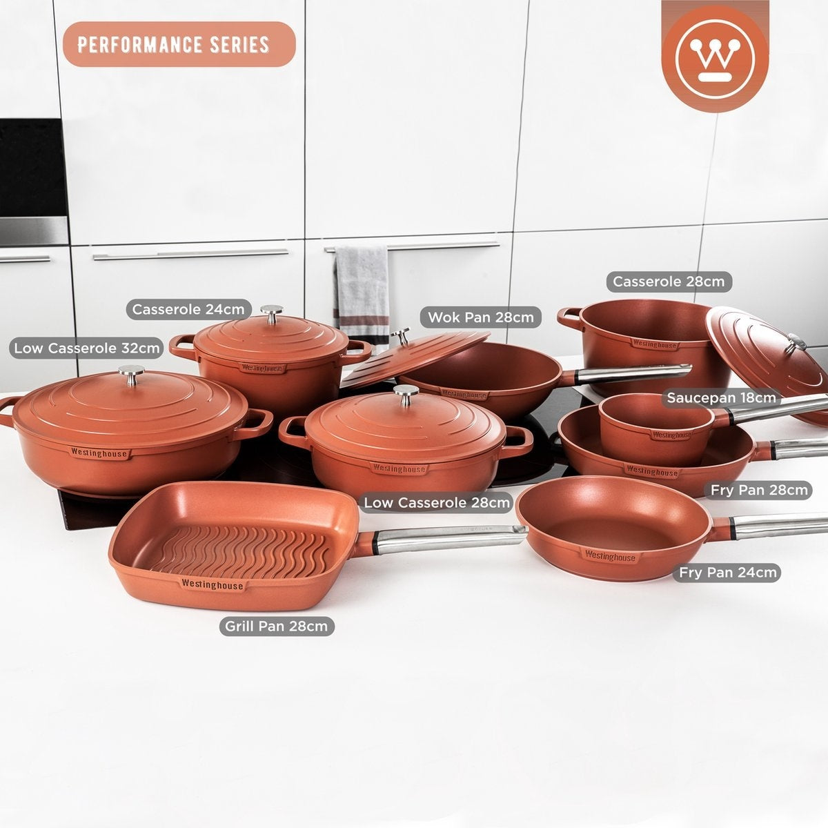 Westinghouse Performance Series Grillpan - Oven Geschikt - 28 cm - Oranje
