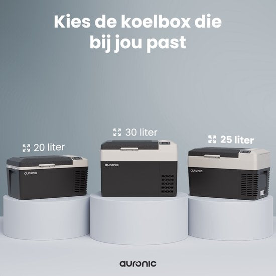 Auronic Elektrische Koelbox - Frigobox - Compressor - 12V 230 Volt - Auto - 25L - Zwart/Grijs