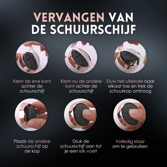 Beeperfect® Elektrische Eeltverwijderaar met Stofzuigsysteem - Voetvijl - Eeltvijl - IPX7 Waterdicht - Gratis Pedicure set - Inclusief 6 Eeltschijven - Zwart