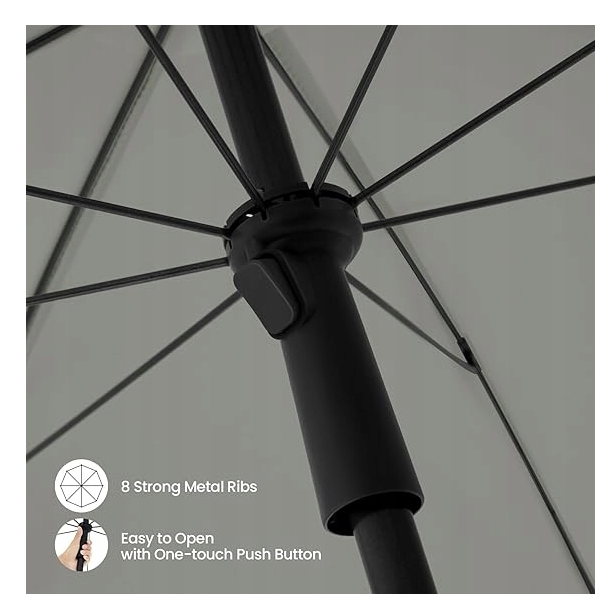 eSituro Tuinparasol Ø135 cm - Klassiek - 175 cm Hoog - UV-bescherming - Grijs/Beige