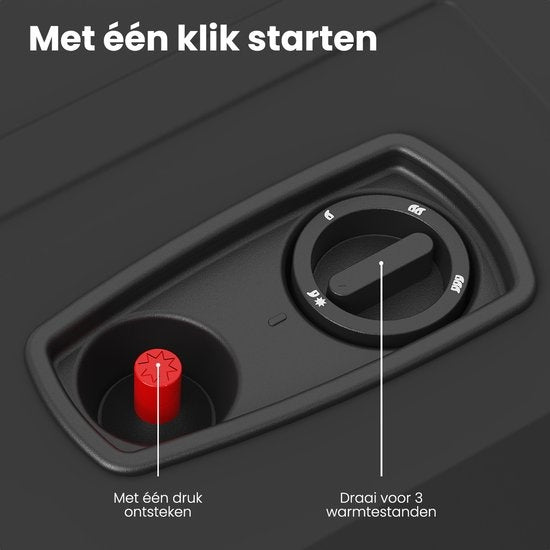 Auronic Mobiele Gaskachel - met Wieltjes - tot 60 m² - 4200W Heater - Inclusief Gasdrukregelaar en Gasslang - Inclusief Opberghoes - Zwart