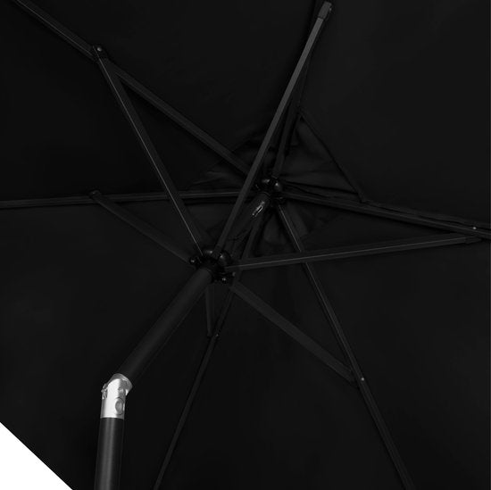 VONROC Premium Parasol Rapallo 200x300cm – Duurzame parasol - Kantelbaar – UV werend doek - Antraciet/Zwart – Incl. beschermhoes