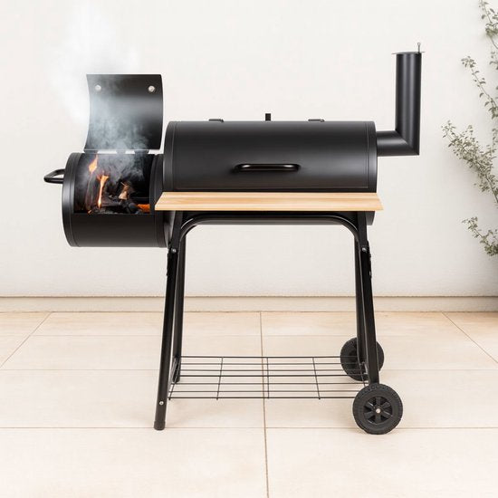 alpina Smokerbarbecue - BBQ Smoker - met Aparte Smoker - Instelbare Schoorsteen - 104 x 58 x 114 cm