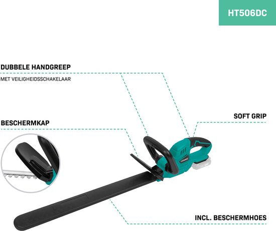 VONROC Accu Heggenschaar 20V – Zwaardlengte 520mm – Snijbreedte 14mm - Excl. Accu en snel-lader