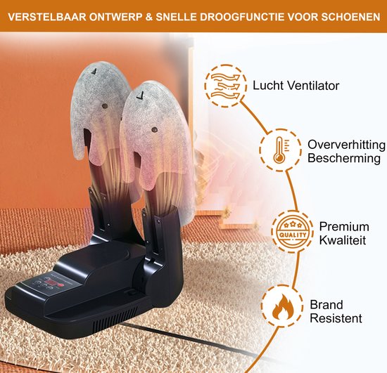 TibaGoods Premium Schoenendroger & Schoenverfrisser - Ozone functie - Schoendroger Fresh - Droogfunctie - Inclusief 10 Geurvreters - Shoe - Zwart