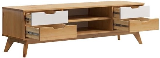 TV-dressoir massief hout 140x42x40cm naturel
