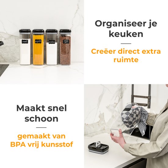 Stosh Voorraadpotten - Voorraadbussen - Snoeppot - 4 Stuks - 3.2L - BPA vrij - Kunststof