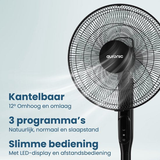 Auronic Statiefventilator - Staande Ventilator - Luchtkoeler - Vloer en tafelventilator - 3-in-1 - 12 Snelheden - Stille Ventilator - Fan - Met Afstandsbediening - Zwart