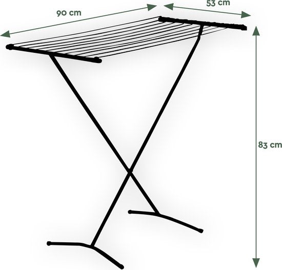 BRASQ Droogrek Staand Zwart - 8 meter - Wasdroger - Inklapbaar Wasrek - Staand Droogrek - Droogrekken - 90x53x83 cm