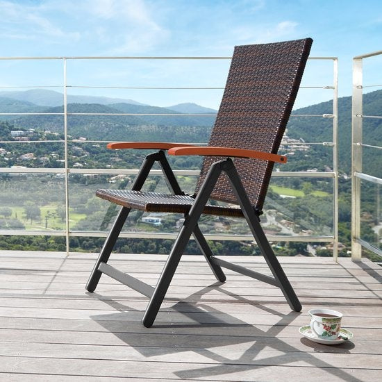 Wicker tuinstoel Canberra opklapbaar - bruin