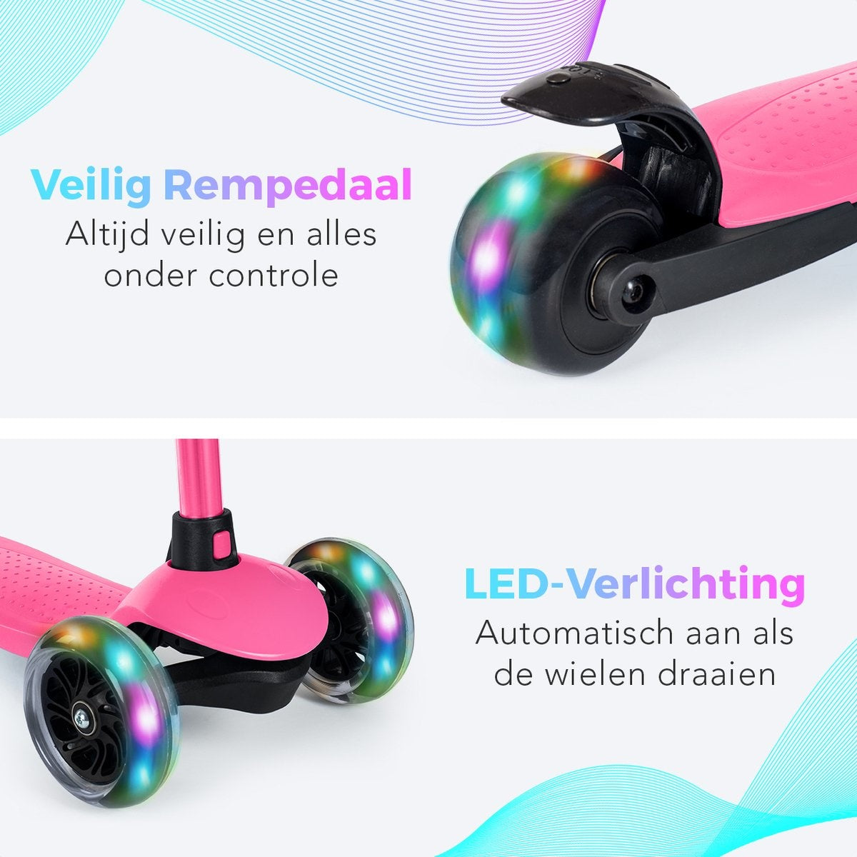 LifeGoods HappyStep - Kinderstep - Step 2-5 Jaar - 3 Lichtgevende Wielen - Jongens/Meisjes - Roze