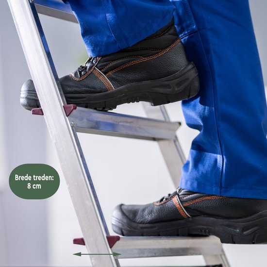 BRASQ Huishoudtrap 5-treden Zilver - keukentrap inklapbaar aluminium voor Particulier en professioneel gebruik - Trap Ladder - Anti slip