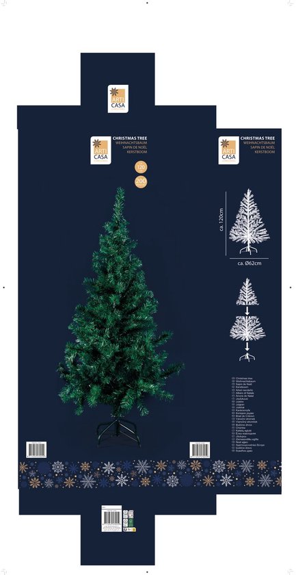 Arti Casa Kunstkerstboom 120 cm - Spar voor Kerst met Kerstboomstandaard - Kerstboom Kunststof - Kerstdecoratie voor Binnen - Groen