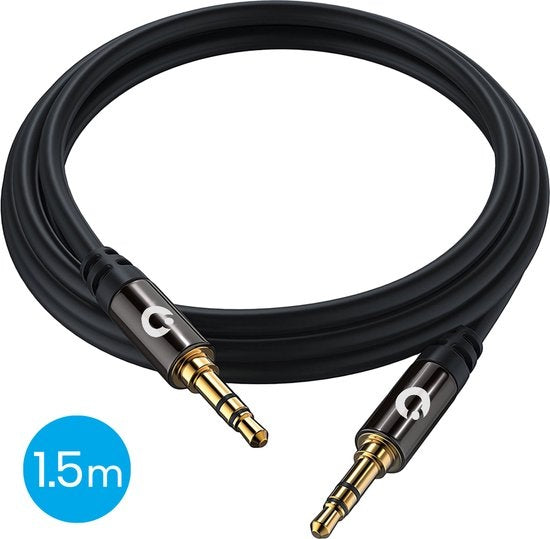 Auronic AUX Kabel - Audiokabel 1,5M - 3.5 mm - Male to Male - Zwart