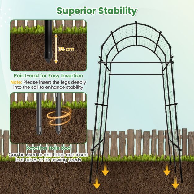 Tuinboog voor Klimplanten – Metalen Rankhulp met PE-Coating – 230 cm Hoog