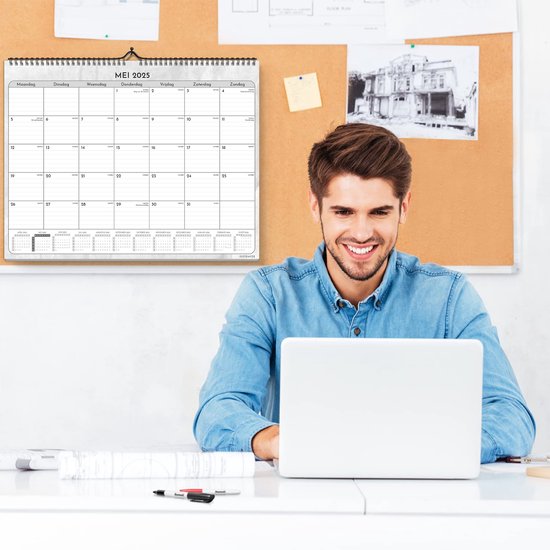 Systemyze Maandkalender 2025 Ophangbaar 12 Maanden - Kalender - Jaarkalender - Maandplanner - Wandkalender - Jan 2025 t/m Dec 2025 - 43 x 33cm