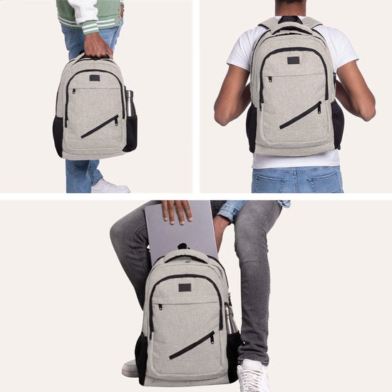 TRVLMORE Rugzak met Levenslange - Rugtas met 17 Inch Laptopvak - Schooltas - Spatwaterdicht - Heren en Dames - Jongens en Meisjes - 36L - Champagne