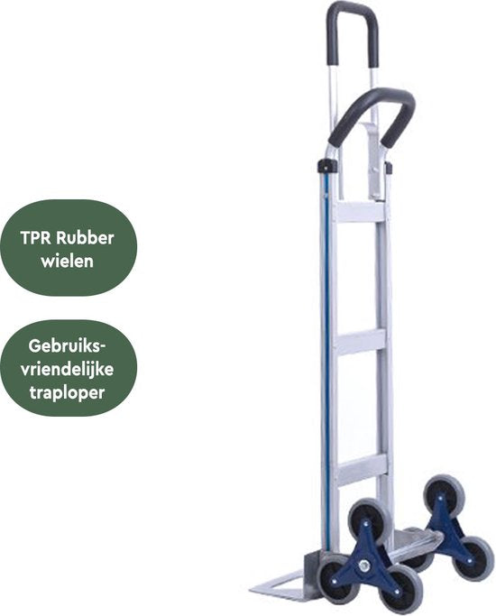 BRASQ Steekwagen Opvouwbaar Aluminium - Draagvermogen 150 KG - Steekkar - Traploper - Transportwagen - Trolley