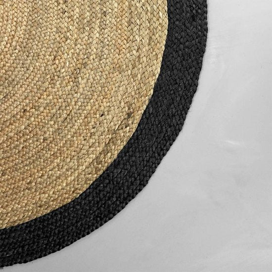 NATURL. Jute vloerkleed - Fair Rond Naturel/Zwart - Ø 120cm