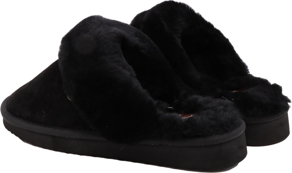 Alpacas Pantoffels Dames - Suède met Schapenwol Voering - Zwart - Maat 43 - 28 cm