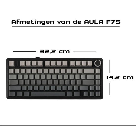 EPOMAKER x AULA F75 - Zwart/Grijs - Mechanisch Draadloos Toetsenbord - RGB - 75% - QWERTY - Gaming Toetsenbord - Reaper Switch