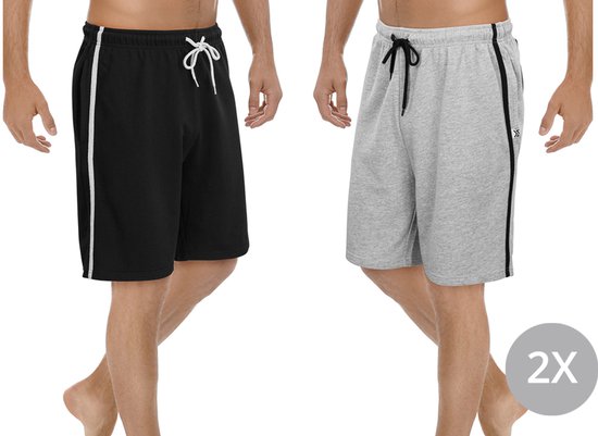 Milanoro - M - Korte broek - 2-pack - Heren - Zwart/grijs