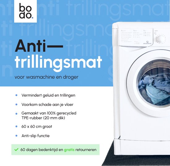 Bodo® Anti Trillingsmat Wasmachine en droger - 60x60x2cm