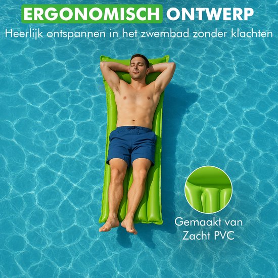Travelhawk Luchtbed Zwembad - 3 Stuks - voor Volwassenen en Kinderen - Lichtbed Zwembad - Oranje, Blauw, Groen