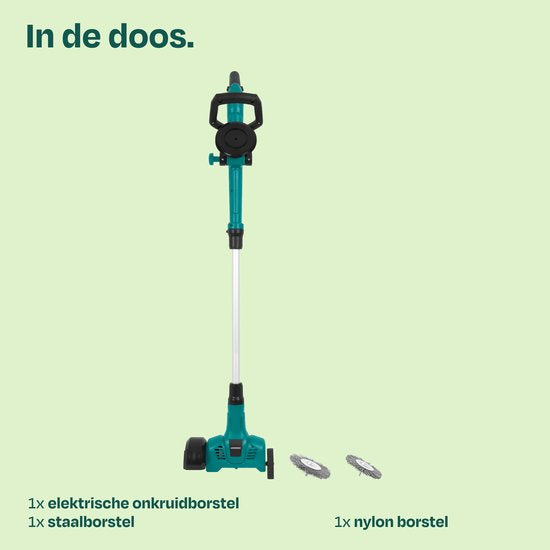 VONROC Elektrische Onkruidborstel 500W - voegenreiniger - verwijderen – telescopisch handvat - incl. staal- en nylonborstel