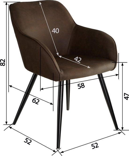 tectake® - Stoel Marilyn stof donkerbruin / zwart SKU: 403668