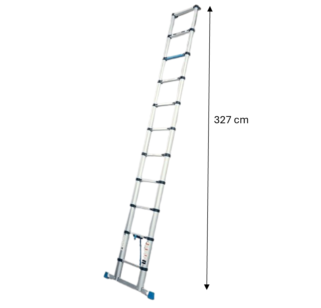 Workzone Telescopische Ladder – Soft-Close – max. 150 kg – 327 cm hoog – Zilver
