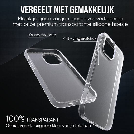 Telefoonhoesje Doorzichtig Geschikt voor Iphone 13 Hoesje Transparant En Screenprotector Beschermglas