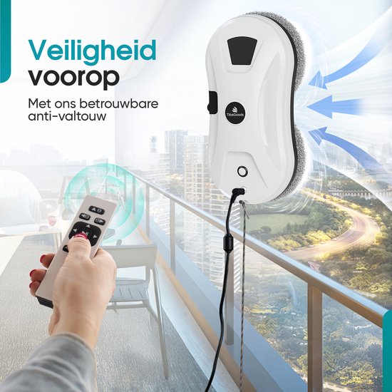 TibaGoods Robot Ruitenreiniger - Ramenwasser - Robot - Dweilrobot - Anti-val touw - Slimme waterspray - Krachtige zuigkracht - Met afstandsbediening - Incl. 10 microvezeldoeken