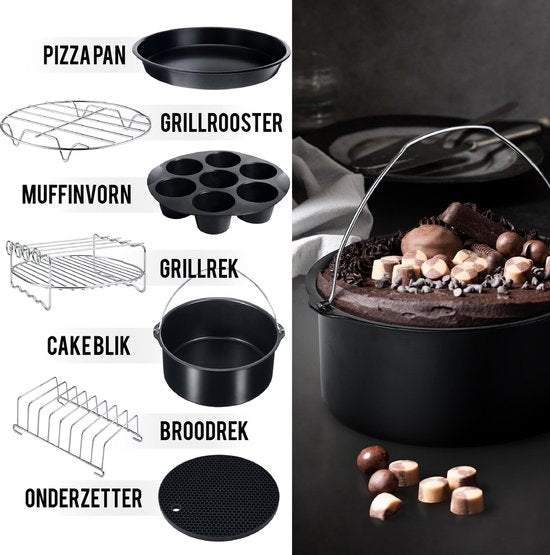 VAIVE Heteluchtfriteuse Accessoires Set - Geschikt voor alle Airfryer XL en XXL - ⌀ 20 cm