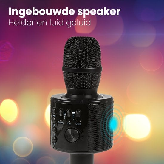 Auronic Karaoke Microfoon - Voor Kinderen en Volwassenen - Bluetooth - Draadloos - met Speaker - Zwart