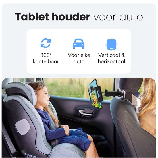 Tablet houder auto - Ipad houder - Hoofdsteun - Tot 18 inch - 360 graden Statief - Luft