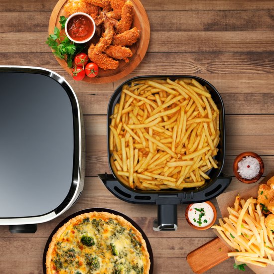 alpina Airfryer 4.5L- Heteluchtfriteuse voor 3 tot 4 Personen - Air Fryer met Instelbare Temperatuur van 80°C tot 200°C - Timer tot 60 Minuten - Hetelucht Friteuse 1450W - Zwart