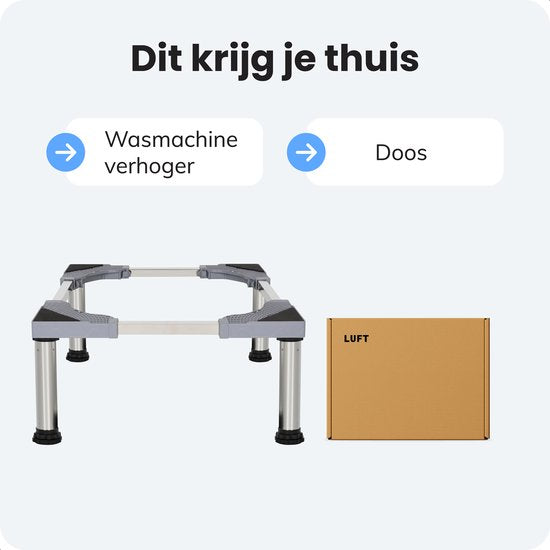 LUFT Wasmachine Verhoger - Wasmachine Opbouwmeubel - Wasmachine Sokkel - Kast - Geschikt voor Droger, Koelkast, Vaatwasser en Vriezer - Voor Bosch, Samsung, Miele, AEG, LG, Haier - Verstelbaar