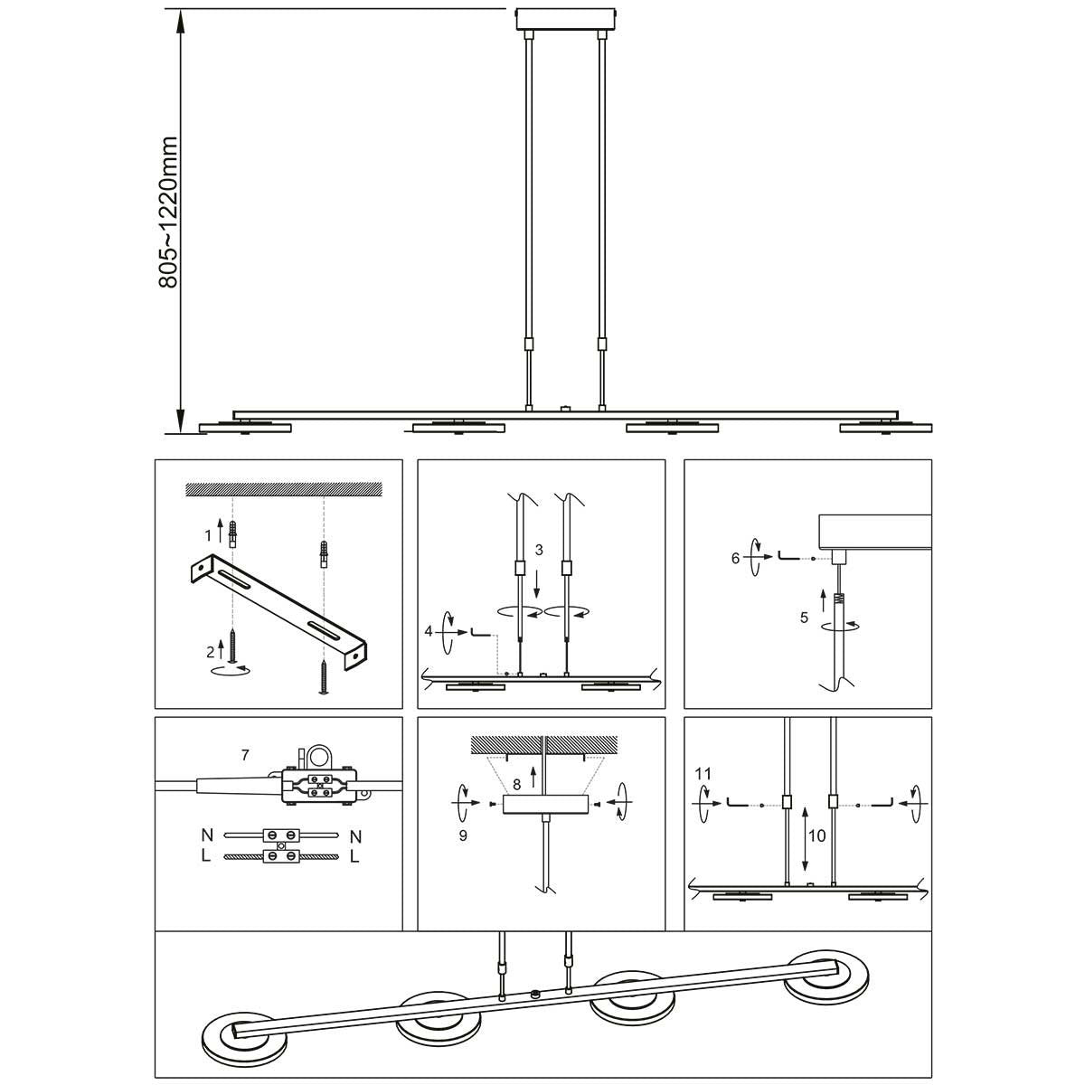 Steinhauer - hanglamp - Turound - zwart - glas metaal - design lamp - LED - 3512ZW