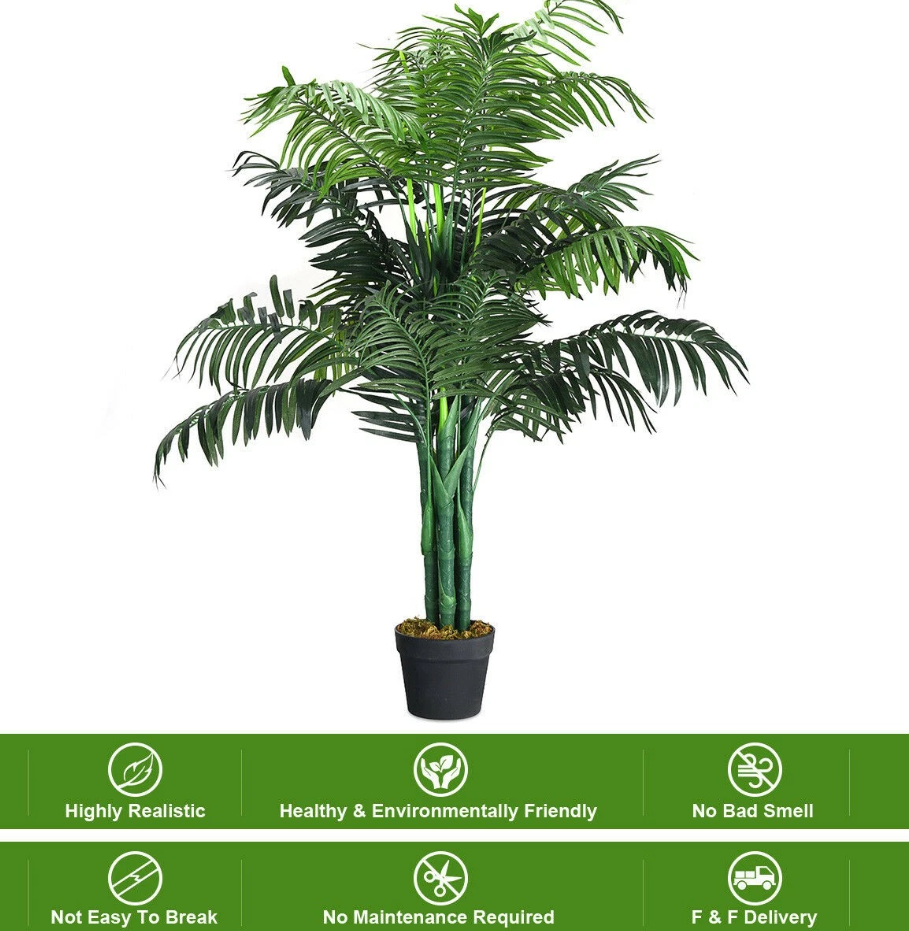 1,1 meter hoge kunstmatige Areca-palm - Decoratieve zijden boom met mand voor binnen en buiten
