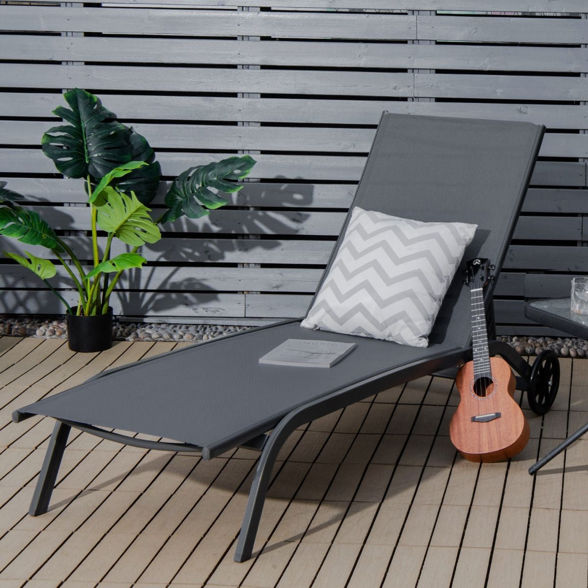 Coast | Verstelbare Ligbed op Wielen - Grijs - 191-160 cm x 61 cm x 35,5-88,5 cm