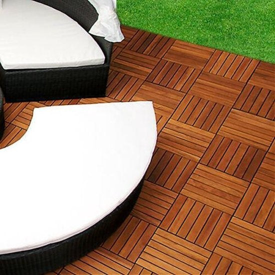 Terrastegels, acaciahout, set van 11, 30 x 30, tuintegels, balkontegels