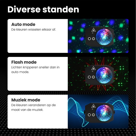 Auronic LED Discolamp - Party laser - Kinderen - Feestverlichting - Disco licht - Afstandsbediening en Muziekgestuurd - 3 Meter Kabel