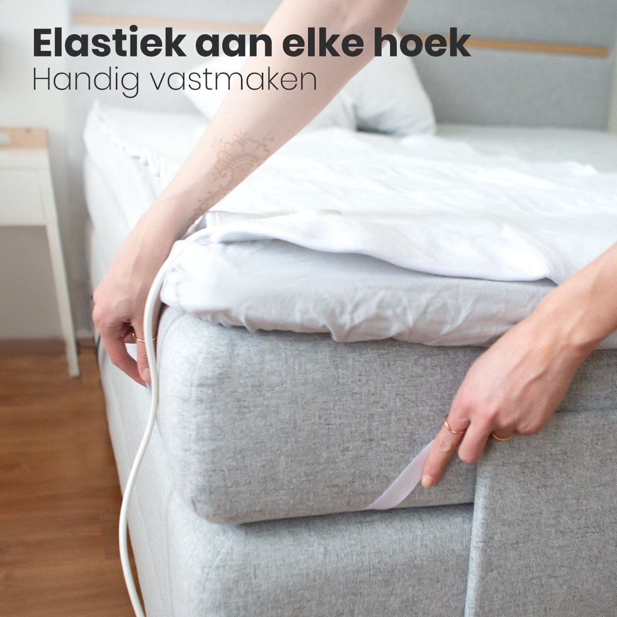 Auronic Elektrische Onderdeken - 1 Persoons - 150x80cm - met Hoekelastieken - Wit