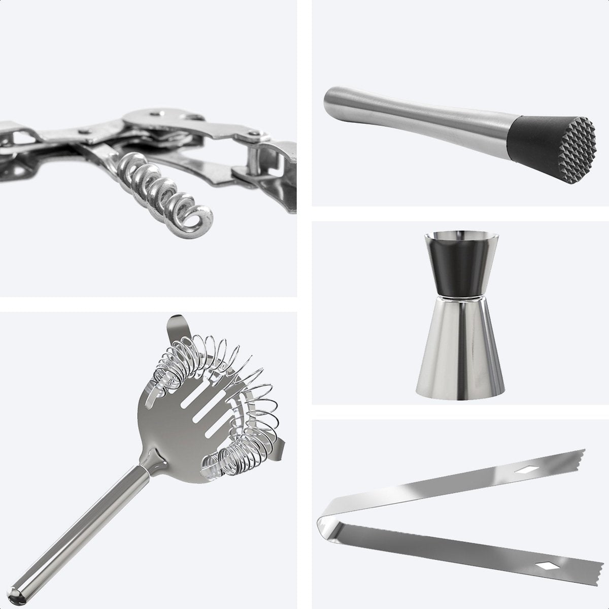 KitchenBrothers Cocktail Set met Cocktailshaker - 13 Delig - Complete Set - Cadeauverpakking - RVS