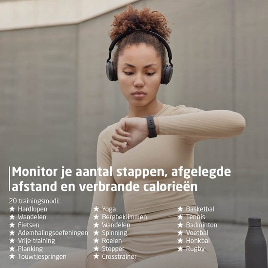 BREND Smartwatch voor Dames en Heren - Stappenteller, Bloeddrukmeter en Hartslagmeter - Sporthorloge - Waterdicht – Zwart